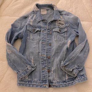 Distressed denim jacket